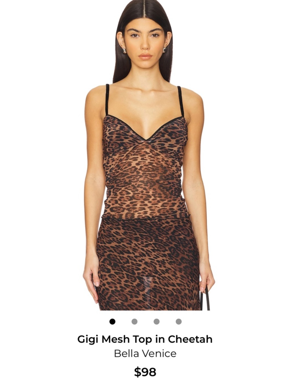 Gigi Mesh Top in Cheetah Brown Small Bella Venice Revolve NWOT